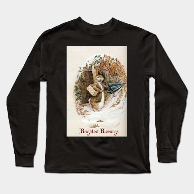 Christmas Rabbit - Beatrix Potter Long Sleeve T-Shirt by forgottenbeauty